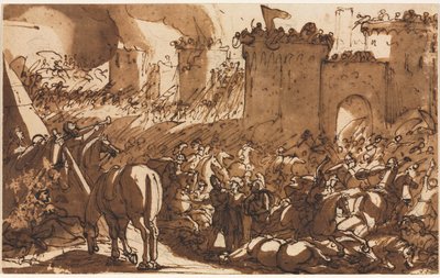 Battle Scene with a Fort by Antonio Tempesta