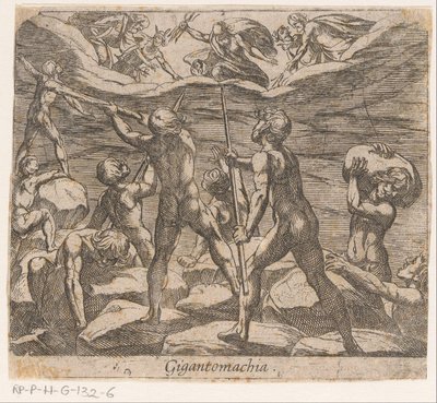 The Giants Attempt to Attack Olympus (Gigantomachia) (Metamorphoses of Ovid) by Antonio Tempesta