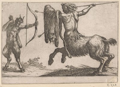A Centaur Attacking a Satyr (Fighting Animals) by Antonio Tempesta