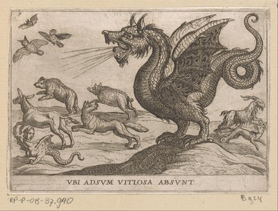 A Dragon Chasing Away Other Animals by Antonio Tempesta