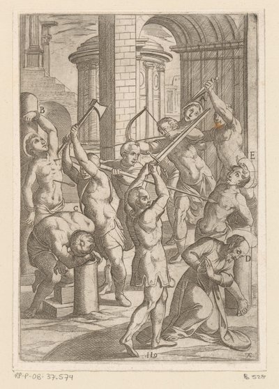 Torture with Sword, Spear, and Bow and Arrow (series title: Tortures Endured by Christian Martyrs) by Antonio Tempesta