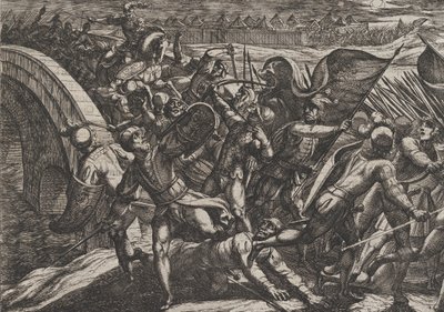 Plate 27: The Dutch During a Surprise Attack of the Roman Camp on the Moselle, from The War, 1611 by Antonio Tempesta