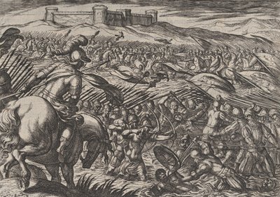 Plate 29: Civilis Floods the Land by Defensively Breaking the Dikes, from The War of the Romans by Antonio Tempesta