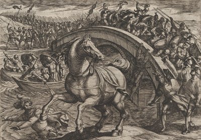 Civilis Forced to Dismount and Swim Across the River (detail) by Antonio Tempesta