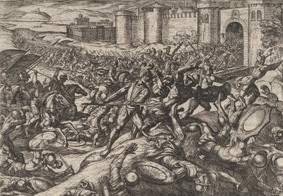 Plate 9: The Romans Defeated by the Dutch Troops at Bonna, from The War of the Romans by Antonio Tempesta
