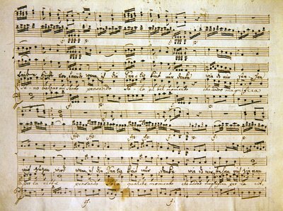 Late 18th Century Copy of a Manuscript Page from the Score of La Scuola de Gelosi by Antonio after Salieri