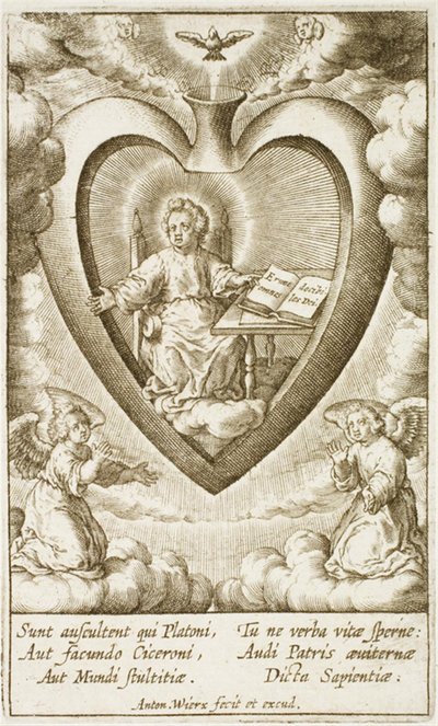 The Christ Child Sitting in the Sacred Heart with an Open Book by Antonius Wierix (II)