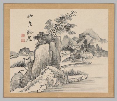 Double Album of Landscape Studies after Ikeno Taiga, Volume 2 leaf 14, 18th century by Aoki Shukuya