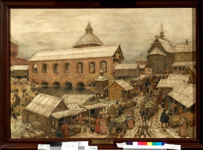 Market in the Okhotny Riad District in Moscow by Apollinari Mikhailovich Vasnetsov