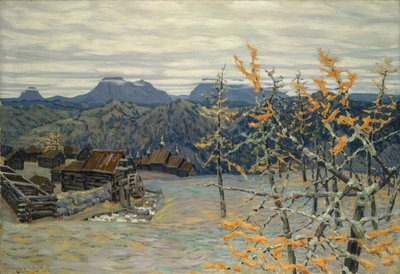Village in the Ural Mountains by Apollinari Mikhailovich Vasnetsov