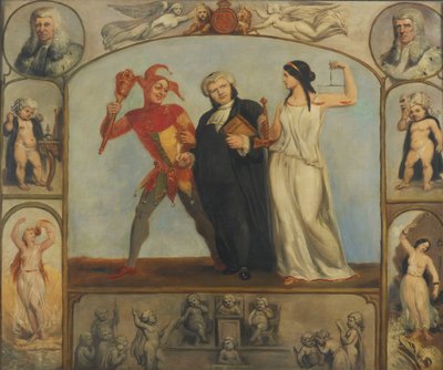 Portrait of Renton Nicholson with Allegorical Scenes and Figures by Archibald Henning