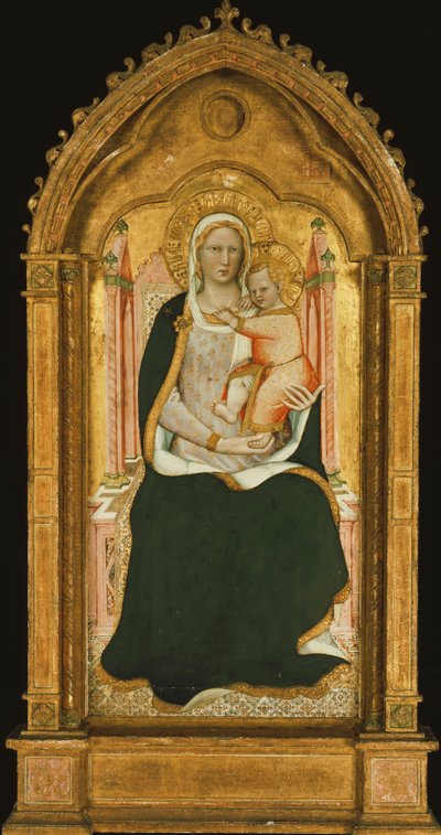 The Madonna and Child Enthroned by Aretino Luca Spinello or Spinelli