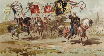 Horsemen Carrying Banners of the Hanseatic League and Some of Its Member Cities, Spanish Netherlands by Armand Jean Heins