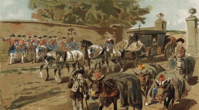 Laden Donkeys and Mail Coach, Austrian Netherlands by Armand Jean Heins