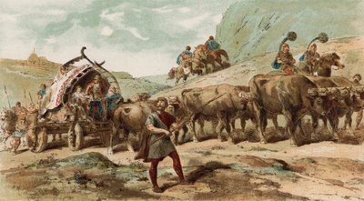 Ox-Drawn Wagon and Escort of the Nervii Tribe of Northern Gaul by Armand Jean Heins