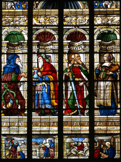 Abraham, Melchisedech, Saint Paul and the Sibyl of Samos - Stained glass in the chapel of Saint James, Cathedrale Sainte Marie d