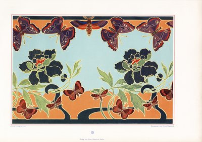 Border with Peonies and Butterflies by Arnold Lyongrün