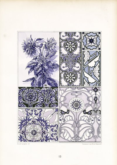 Cornflower Ornament Studies in Blue Tones by Arnold Lyongrün