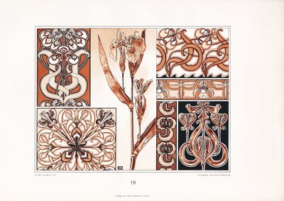 Iris Ornament Patterns in Brown Tones by Arnold Lyongrün