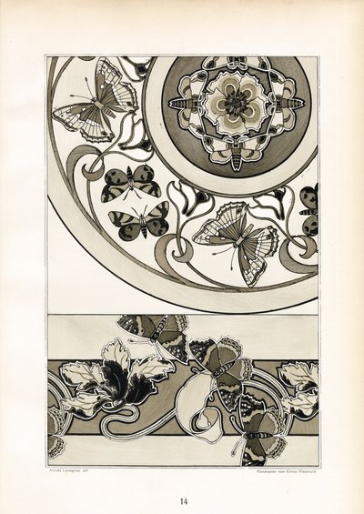 Ornamental Butterfly Motifs in Monochrome Design by Arnold Lyongrün