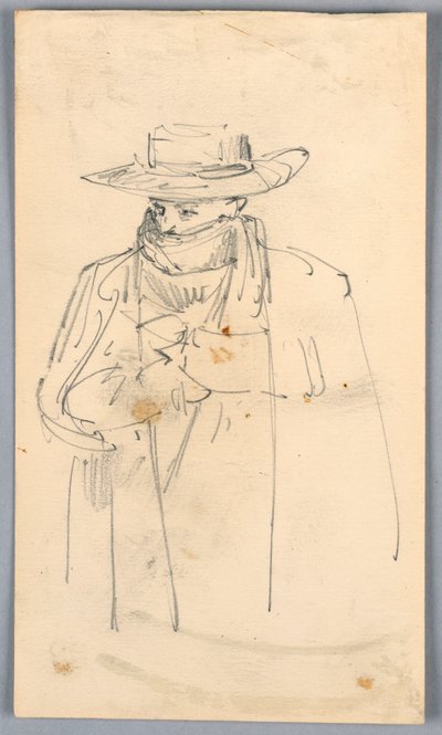Sketch of Man in Coat and Scarf by Arnold William Brunner