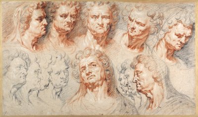 Thirteen studies based on a Roman imperial head by Arnold or Artus the Elder Quellin I