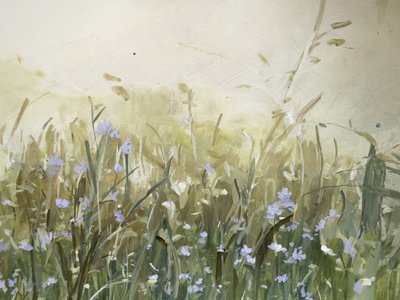 Blue Flowers in Meadow by Arohika Verma