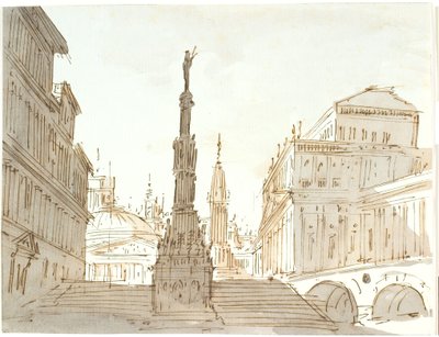 Staircase with Column Surrounded by Palaces and Churches by Aron Wallick