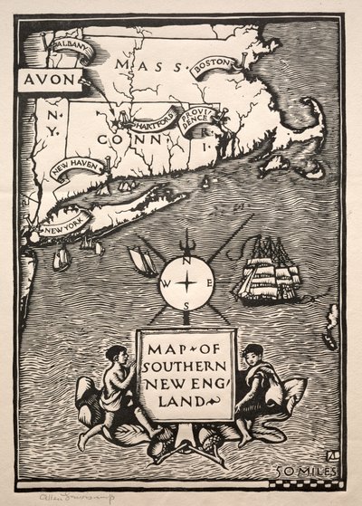 Map of Southern New England by Arthur Allen Lewis