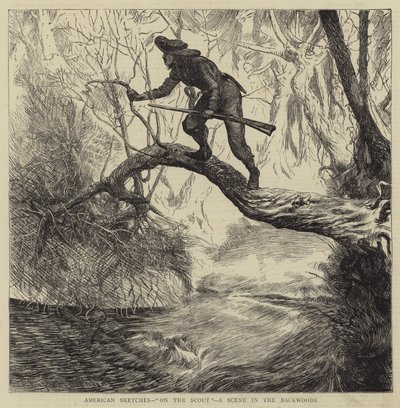 American Sketches, On the Scout, a Scene in the Backwoods by Arthur Boyd Houghton