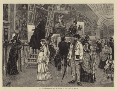 Art Students copying Pictures at the Louvre, Paris by Arthur Boyd Houghton