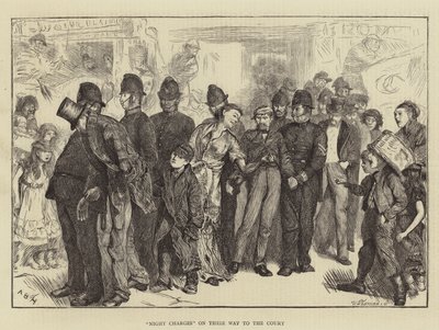 Night Charges on Their Way to the Court by Arthur Boyd Houghton
