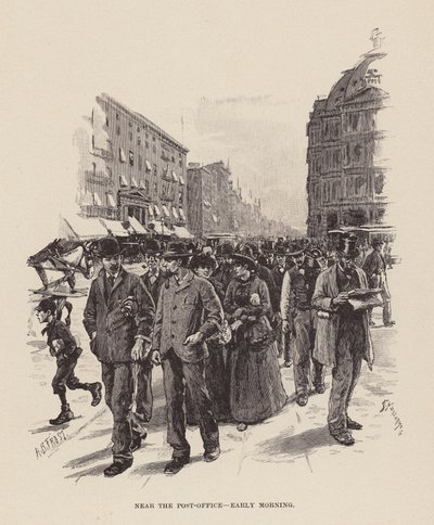 Near the Post-Office, early morning by Arthur Burdett Frost