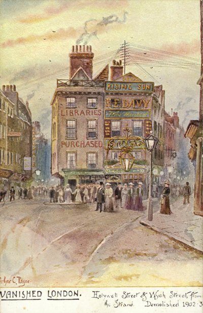 Vanished London - Holywell Street and Wych Street, from the Strand by Arthur Charles Payne