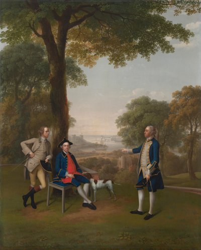 Arthur Holdsworth Conversing with Thomas Taylor and Captain Stancombe by the River Dart by Arthur Devis