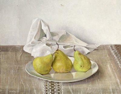 Three Pears on a Plate, Still Life by Arthur Easton