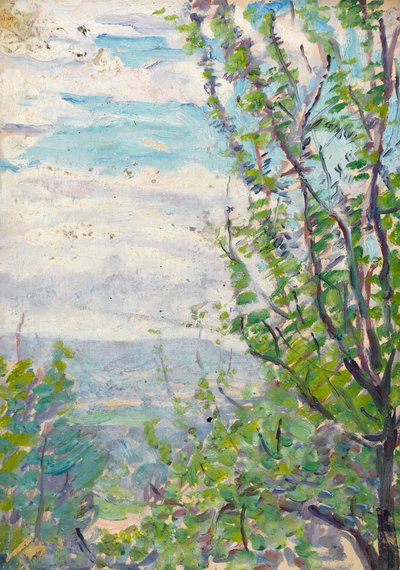 Blue Sky and Clouds with Branches of Fruit Trees to the Fore by Arthur Haythorne Studd