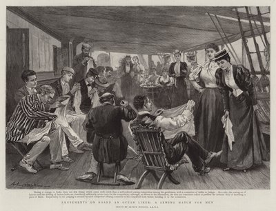 Amusements on Board an Ocean Liner, a Sewing Match for Men by Arthur Hopkins