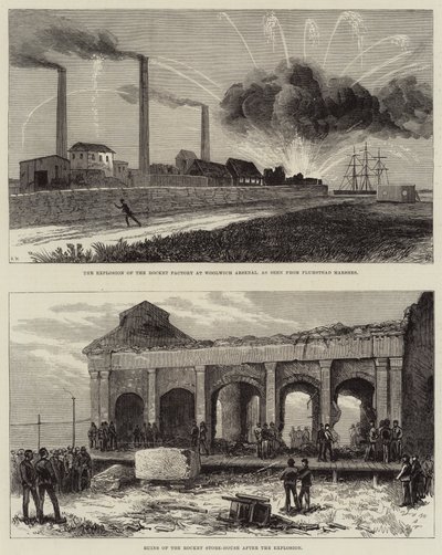 The Explosion of the Rocket Factory at Woolwich Arsenal by Arthur Hopkins