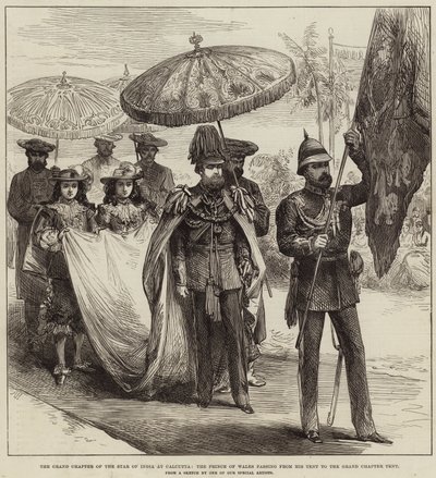 The Grand Chapter of the Star of India at Calcutta, the Prince of Wales passing from his Tent to the Grand Chapter Tent by Arthur Hopkins