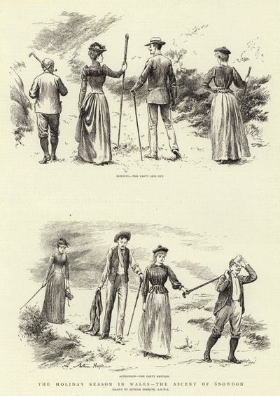 The Holiday Season in Wales, the Ascent of Snowdon by Arthur Hopkins