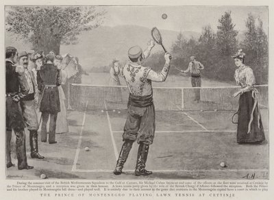 The Prince of Montenegro playing Lawn Tennis at Cettinje by Arthur Hopkins