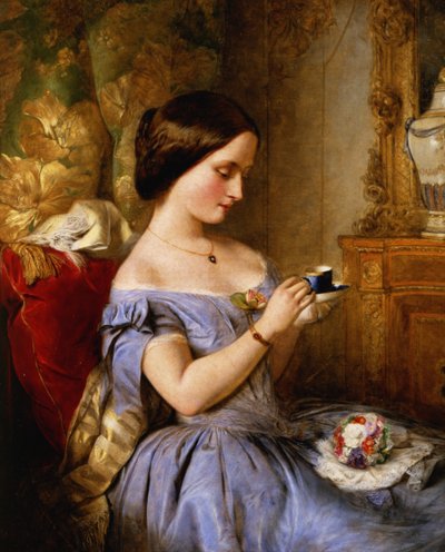 Taking Tea in the Drawing Room by Arthur Hughes