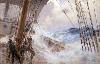 Maneuvers to Lower the Sail from the Main Mast in the Storm by Arthur John Briscoe
