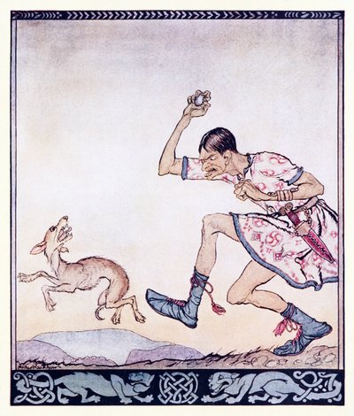 A man who did not like dogs. In fact he hated them. from The Birth of Bran in Irish Fairy Tales by Arthur Rackham