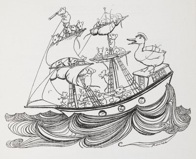 A Ship Crewed by Mice and Captained by a Duck. by Arthur Rackham