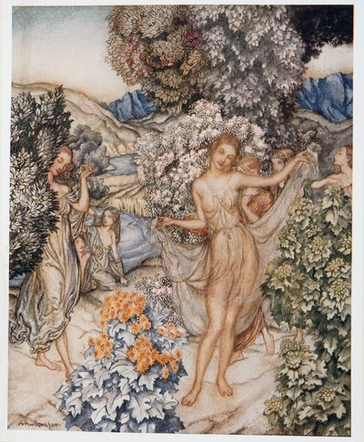 Come, temperate nymphs, and help to celebrate a contract of true love, illustration from William Shakespeare