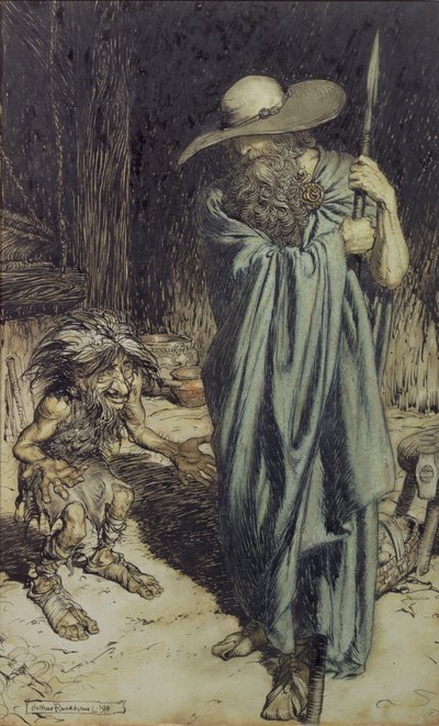 Dwarf and Wotan, from Wagners Ring of the Niebelungen by Arthur Rackham