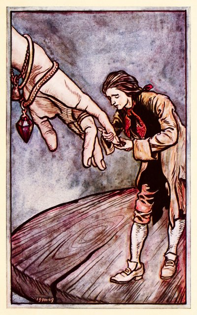 Gulliver kisses the Queen of Brobdingnag
