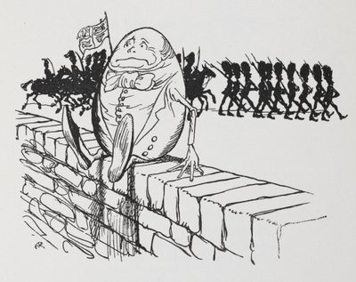 Humpty Dumpty sat on a wall by Arthur Rackham